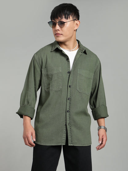 Dark Green Oversized/ Relax Fit Shirt