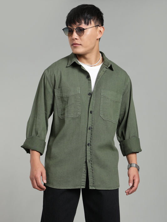 Dark Green Oversized/ Relax Fit Shirt