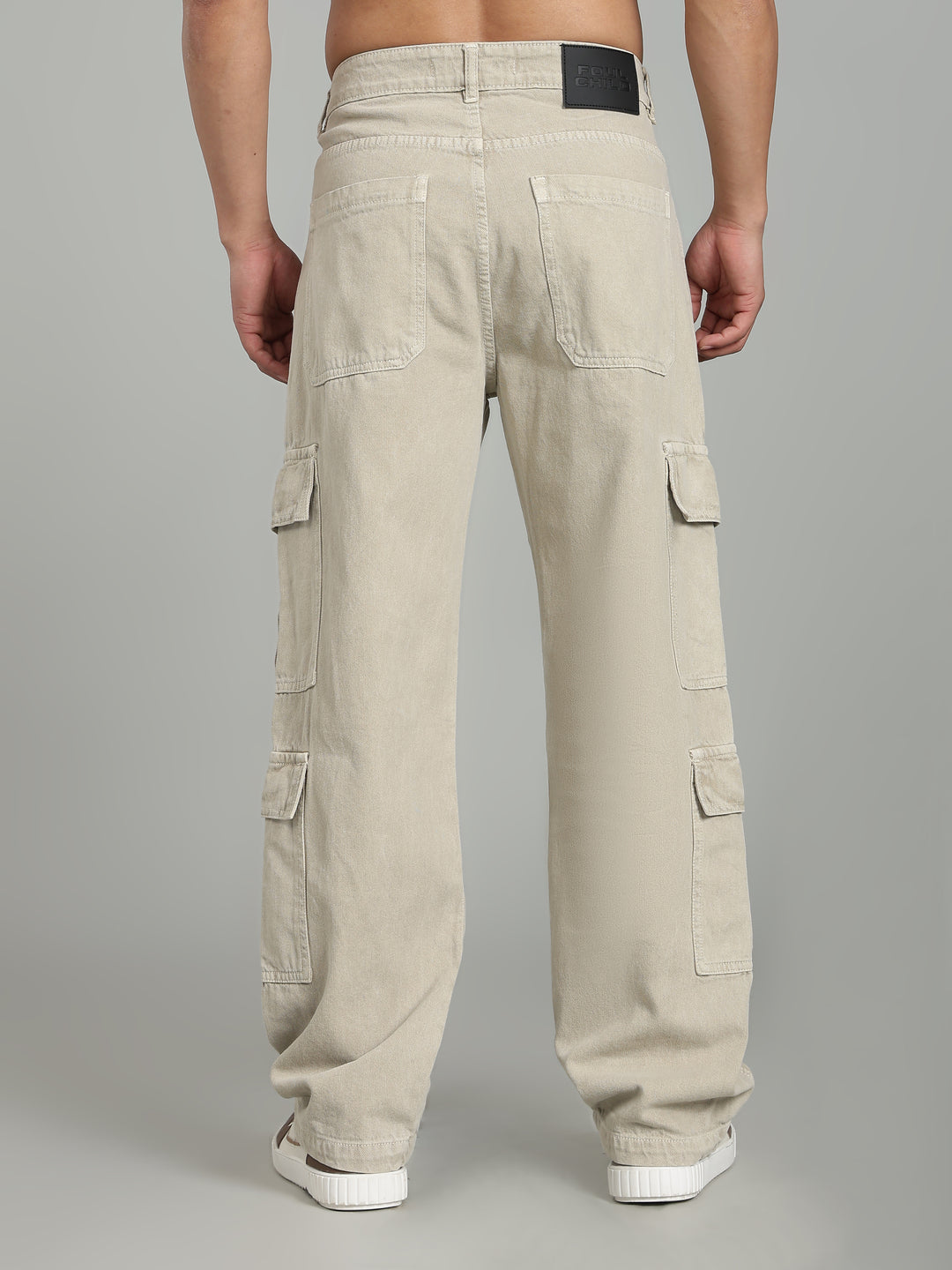 8 Pocket Cargo Denim | Baggy Fit Jeans | Beige