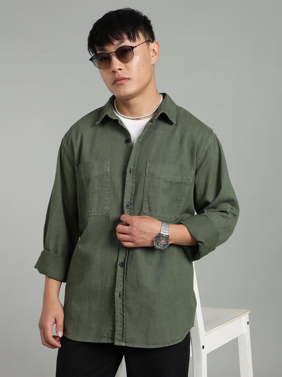 Dark Green Oversized/ Relax Fit Shirt
