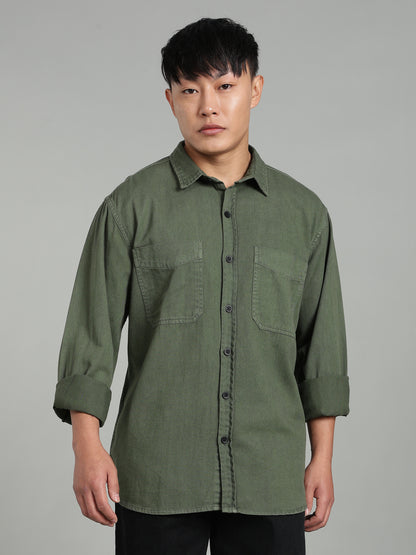 Dark Green Oversized/ Relax Fit Shirt