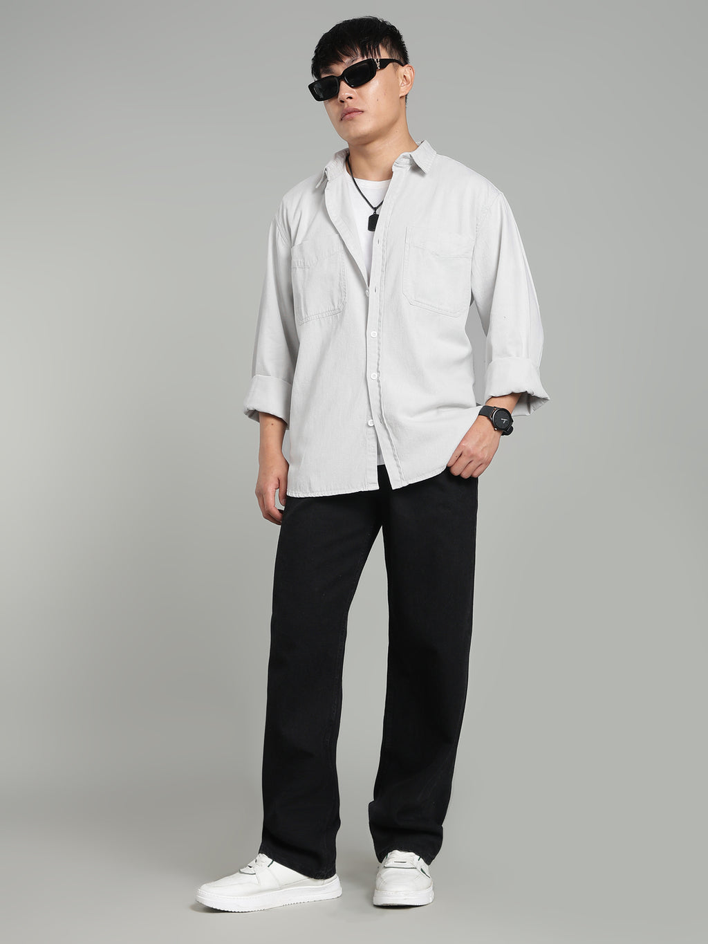 Ash Grey Oversized/ Relax Fit Shirt