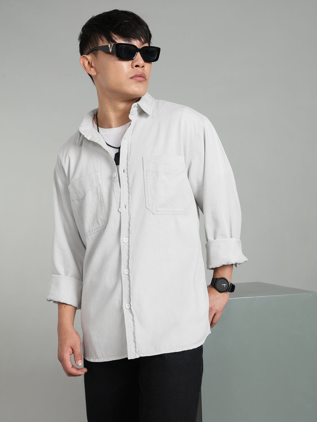 Ash Grey Oversized/ Relax Fit Shirt