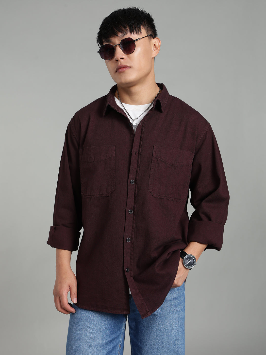 Coffee Brown Oversized/ Relax Fit Shirt