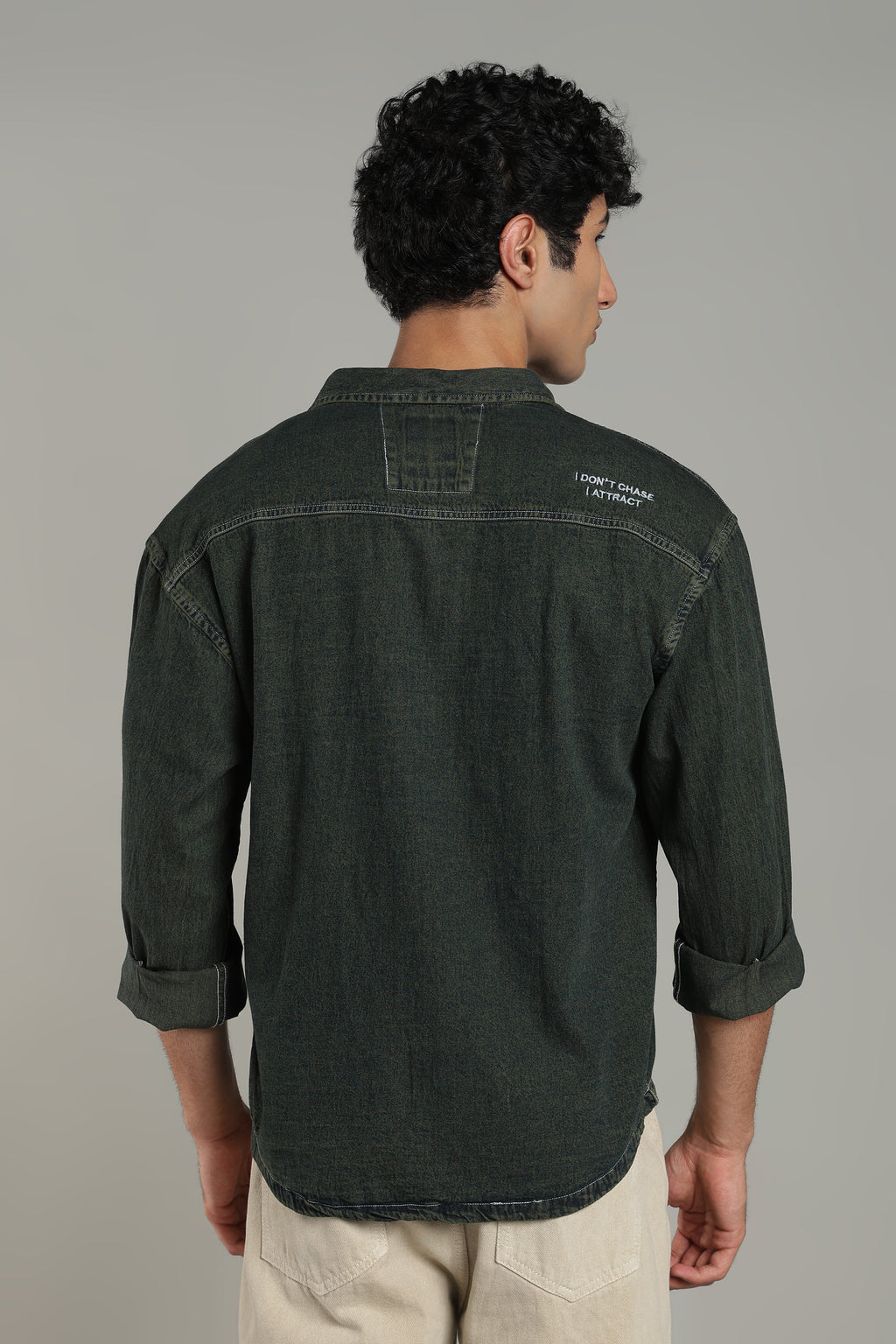 Washed Utility Denim Shirt | Indigo Green