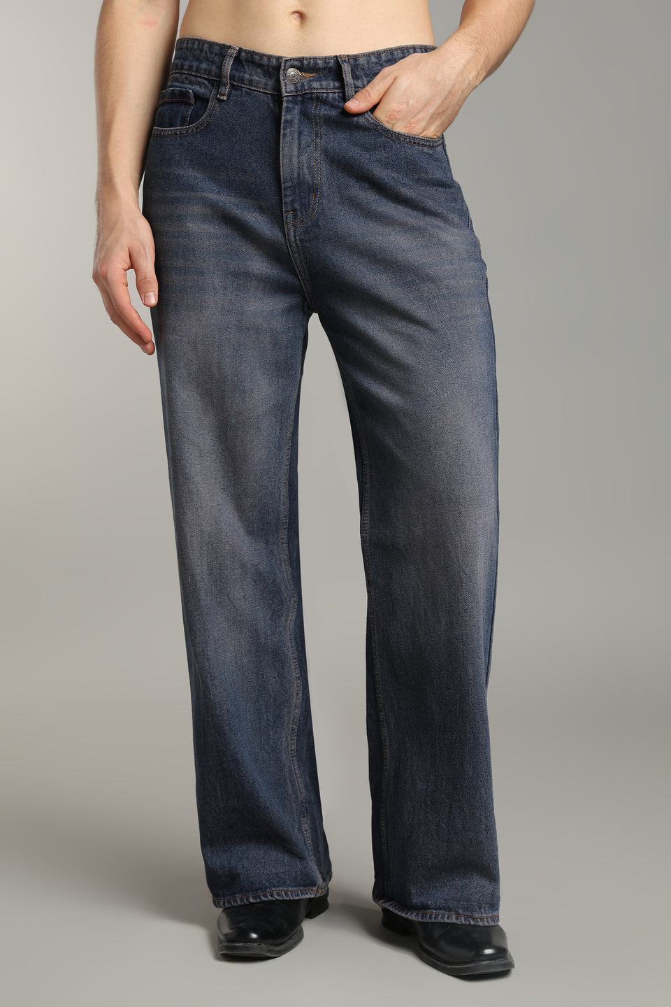 Indigo Brown Tint Wide Leg Jeans
