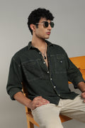 Washed Utility Denim Shirt | Indigo Green