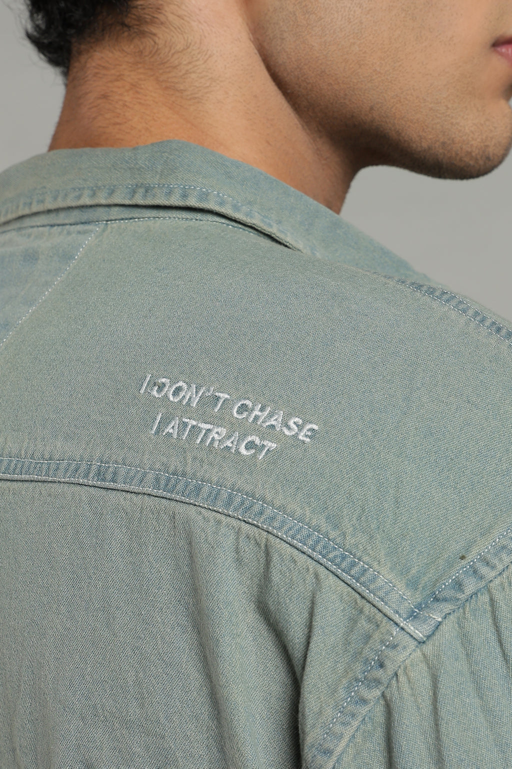Washed Utility Denim Shirt | Mid Blue