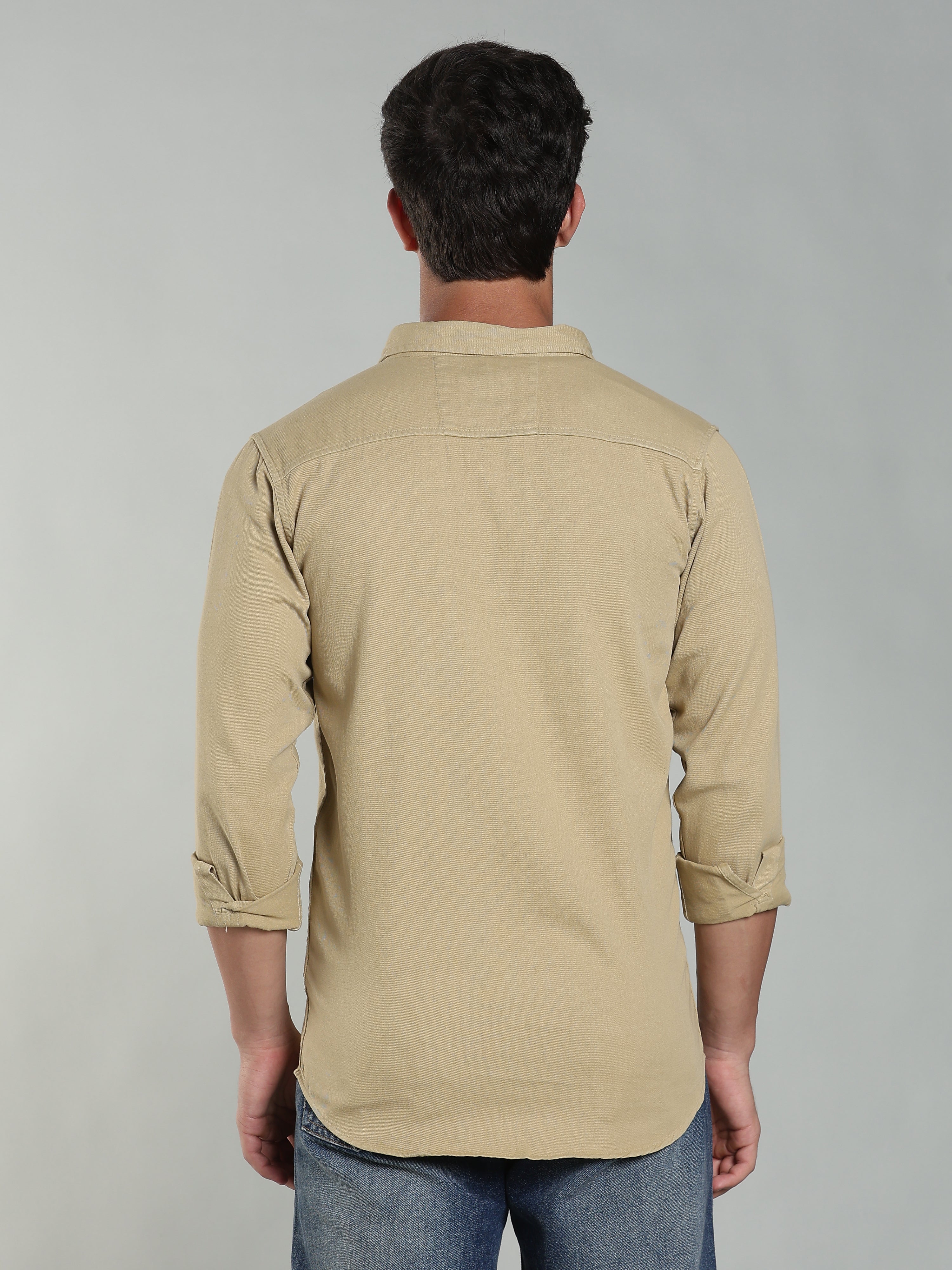 Beige Cotton Shirt | Regular Fit