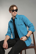 Turquoise Regular Fit Denim Shirt
