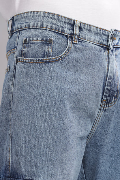 8 Pocket Cargo / Utility Jeans- Mid Blue